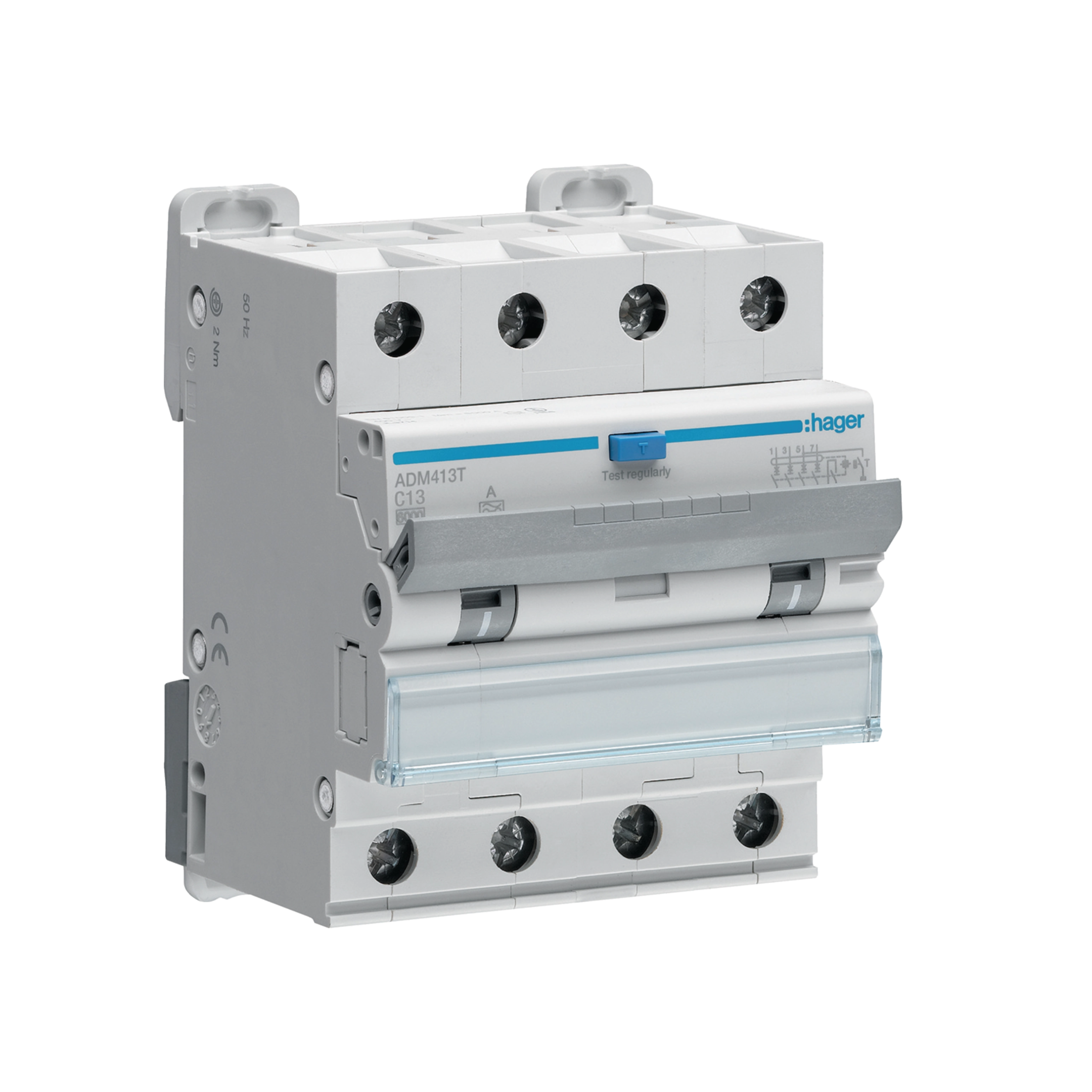 Hager 40 Amp Miniature Circuit Breaker & Residual Current Device MCB/RCD RCBO C Curve 4 Pole 6kA 30mA