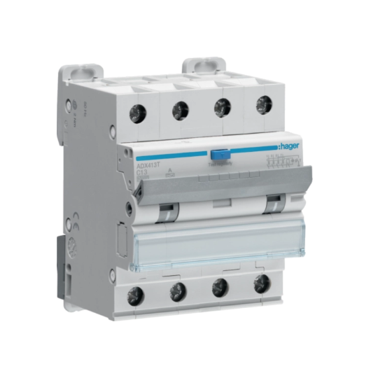 Hager Circuit Breaker & Residual Current Device RCBO C Curve 4 Pole 10kA 30mA- Amperage Options