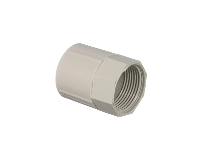Plastic pipe fitting on a white background
