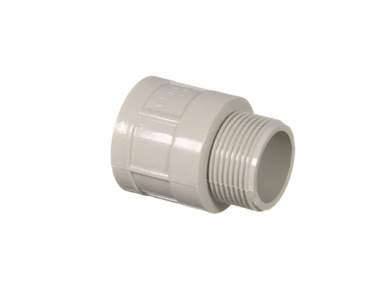 Plastic pipe fitting on a white background