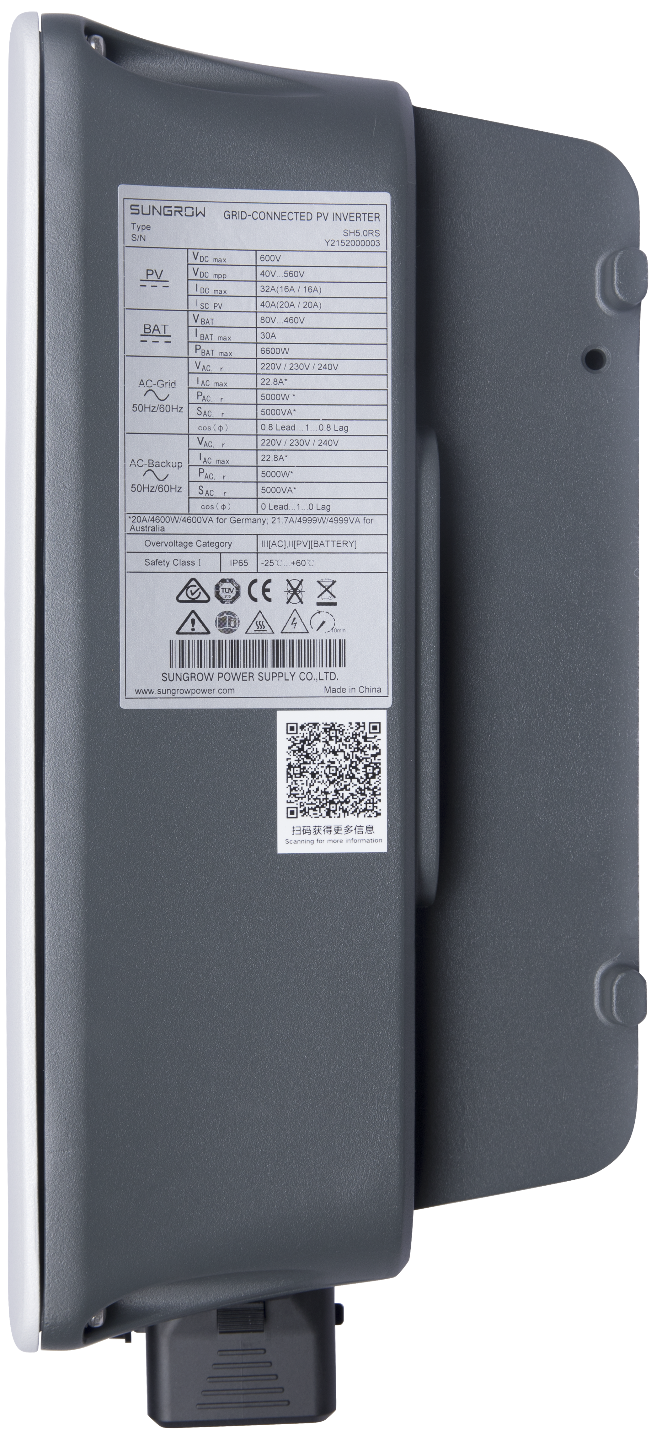 sungrow solar inverter, sungrow hybrid inverter, hybrid inverter, hybrid solar inverter, single phase inverter, SH5.0RS, SH6.0RS