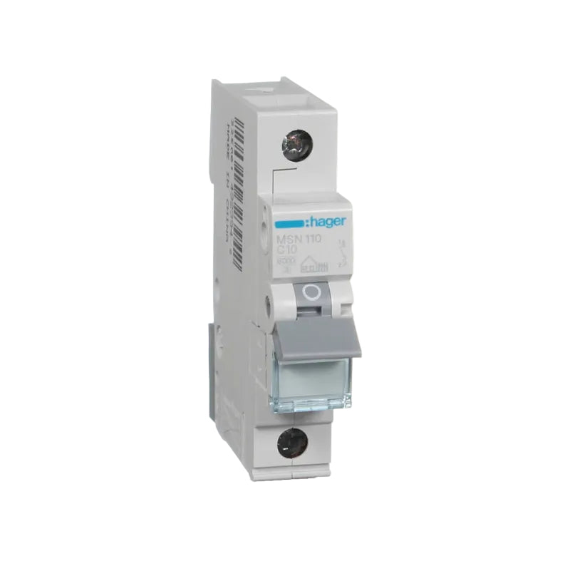 Hager Miniature Circuit Breaker MCB C Curve 1 Pole 6kA- Amperage Options