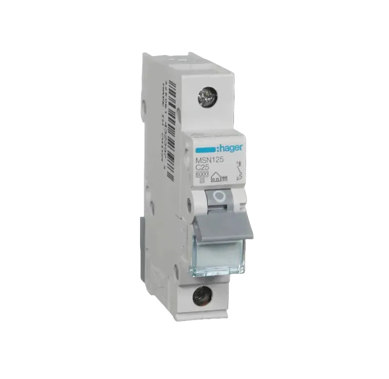 Hager Miniature Circuit Breaker MCB C Curve 1 Pole 6kA- Amperage Options