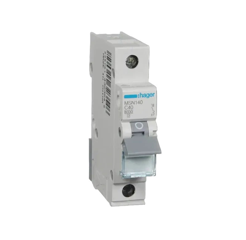 Hager Miniature Circuit Breaker MCB C Curve 1 Pole 6kA- Amperage Options