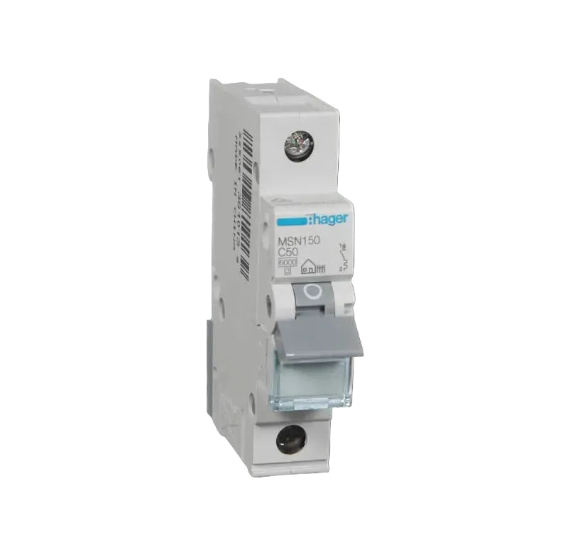 Hager Miniature Circuit Breaker MCB C Curve 1 Pole 6kA- Amperage Options