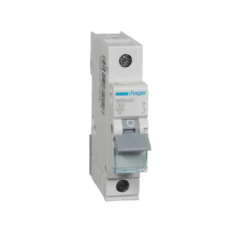 Hager Miniature Circuit Breaker MCB C Curve 1 Pole 6kA- Amperage Options