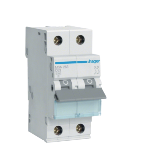 Hager Miniature Circuit Breaker MCB C Curve 2 Pole 6kA- Amperage Options