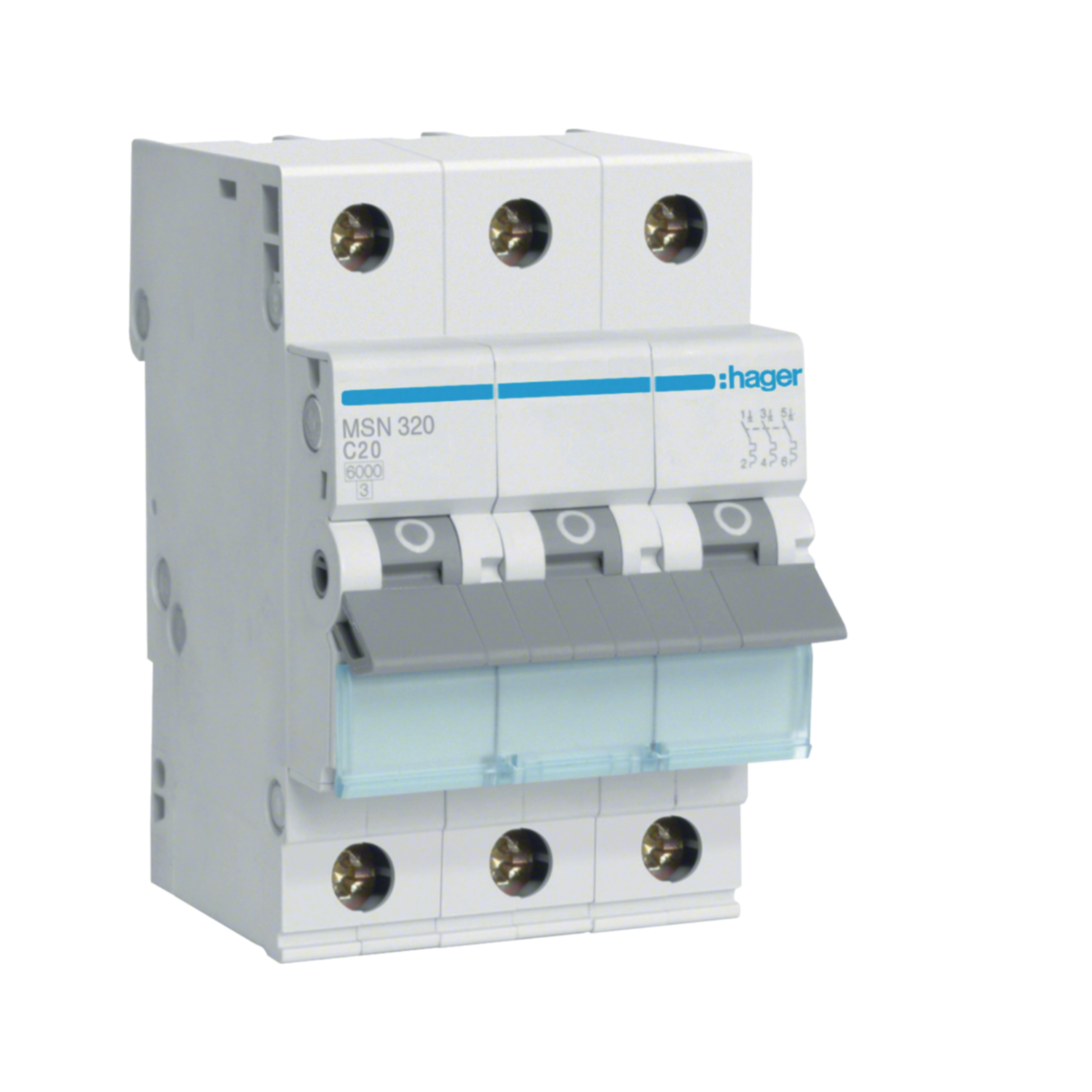 Hager 6 Amp Miniature Circuit Breaker MCB C Curve 3 Pole 6kA