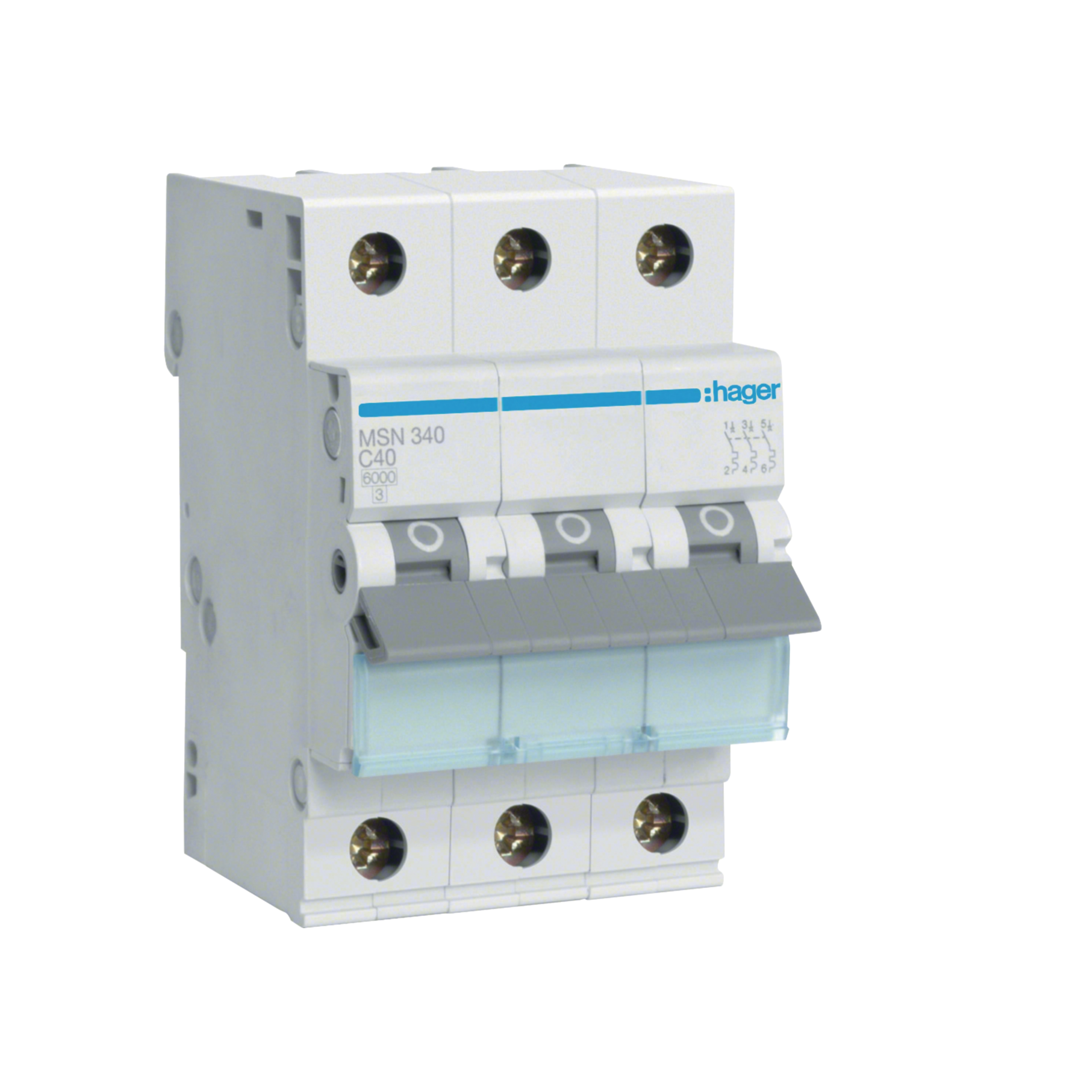 Hager 40 Amp Miniature Circuit Breaker MCB C Curve 3 Pole 6kA
