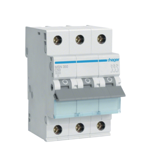 Hager Miniature Circuit Breaker MCB C Curve 3 Pole 6kA- Amperage Options