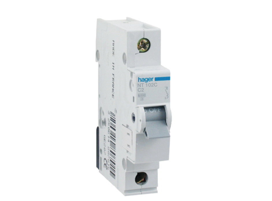 Hager 2 Amp Miniature Circuit Breaker MCB C Curve 1 Pole 10kA