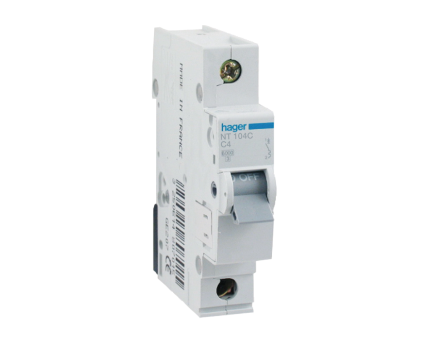 Hager 4 Amp Miniature Circuit Breaker MCB C Curve 1 Pole 10kA