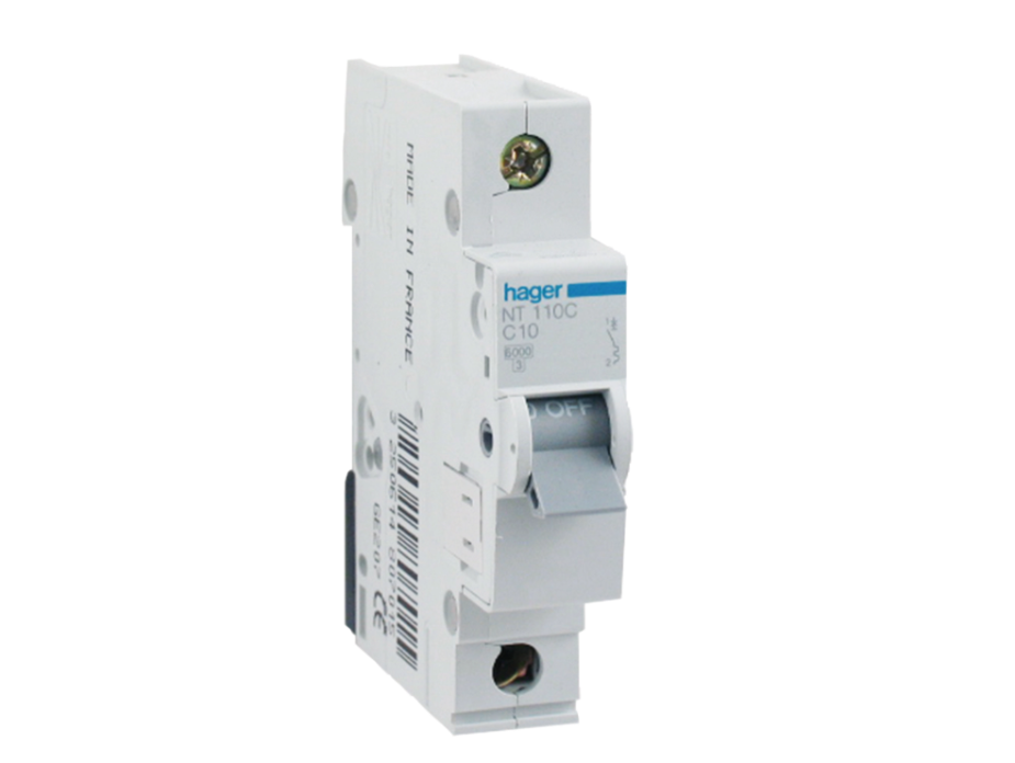 Hager 10 Amp Miniature Circuit Breaker MCB C Curve 1 Pole 10kA